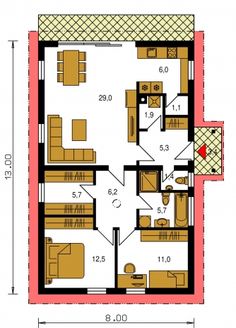 Plan de sol du rez-de-chaussée - BUNGALOW 153